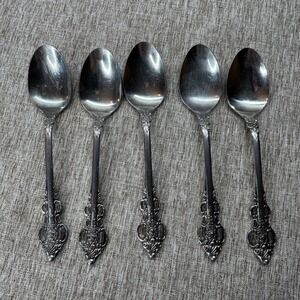 Oxford Hall‎ Stainless Flatware Sutherland Set of 5 Vintage Ornate Teaspoons
